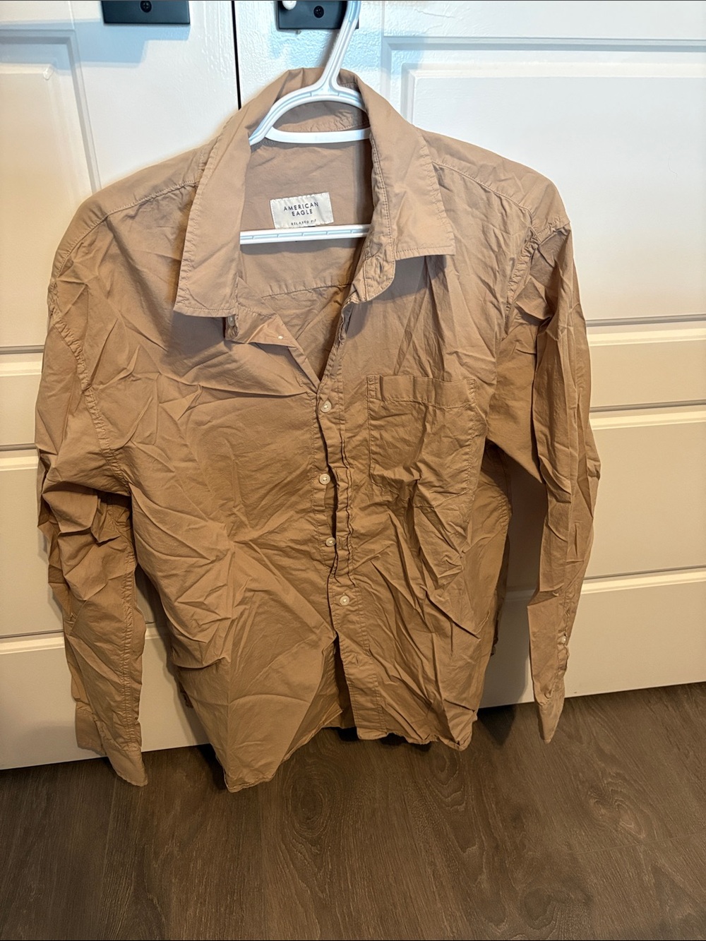 American Eagle Outfitters Tan Button-Down Casual Shirt